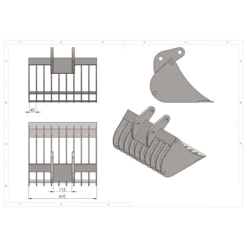 Skeletová Lyžica 41 cm pre minibager Fénix 400